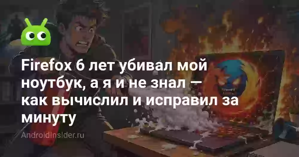 Firefox 6 лет убивал мой ноутбук, а я и не знал — как вычислил и исправил за минуту